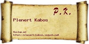 Plenert Kabos névjegykártya